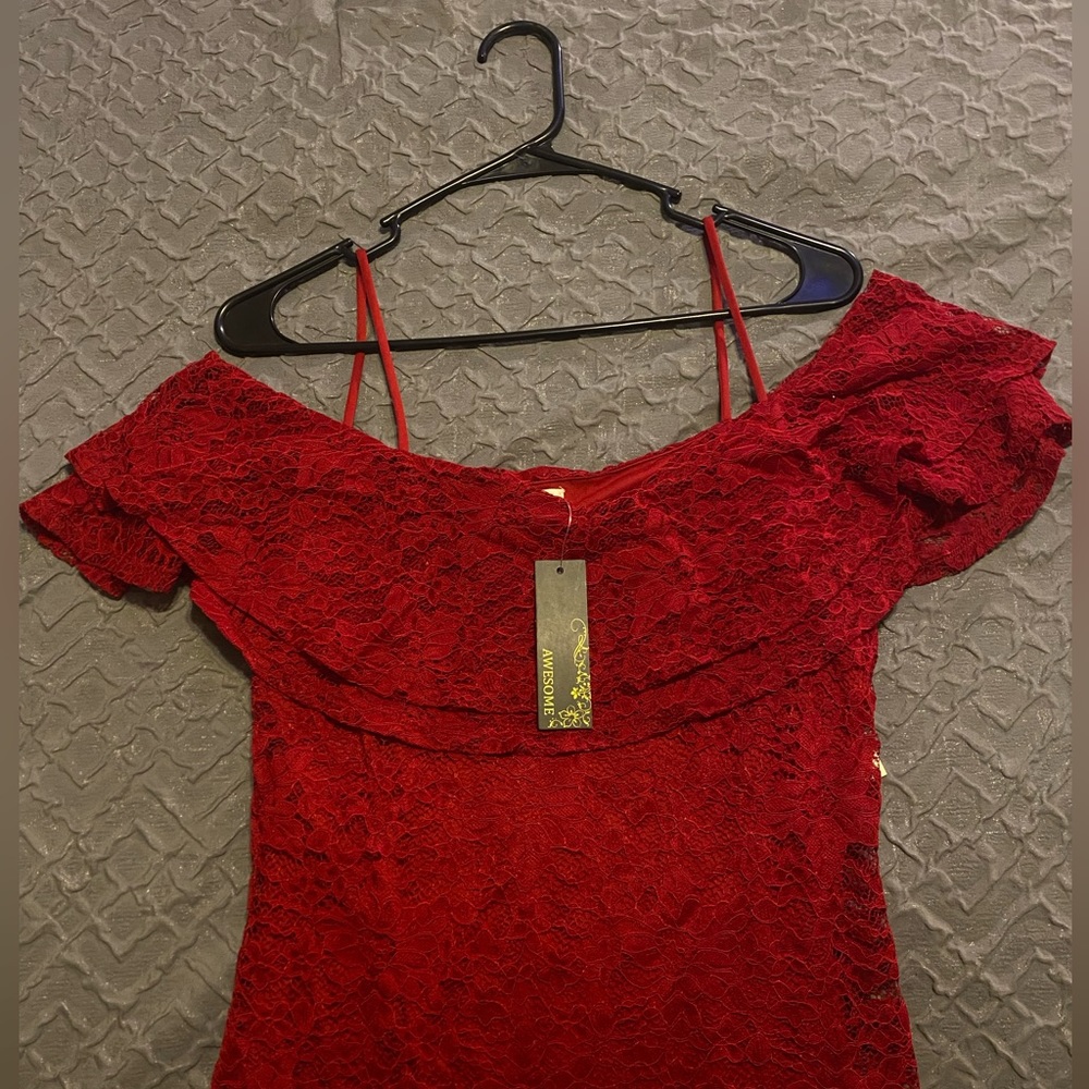 Knee long red dress, new with tag